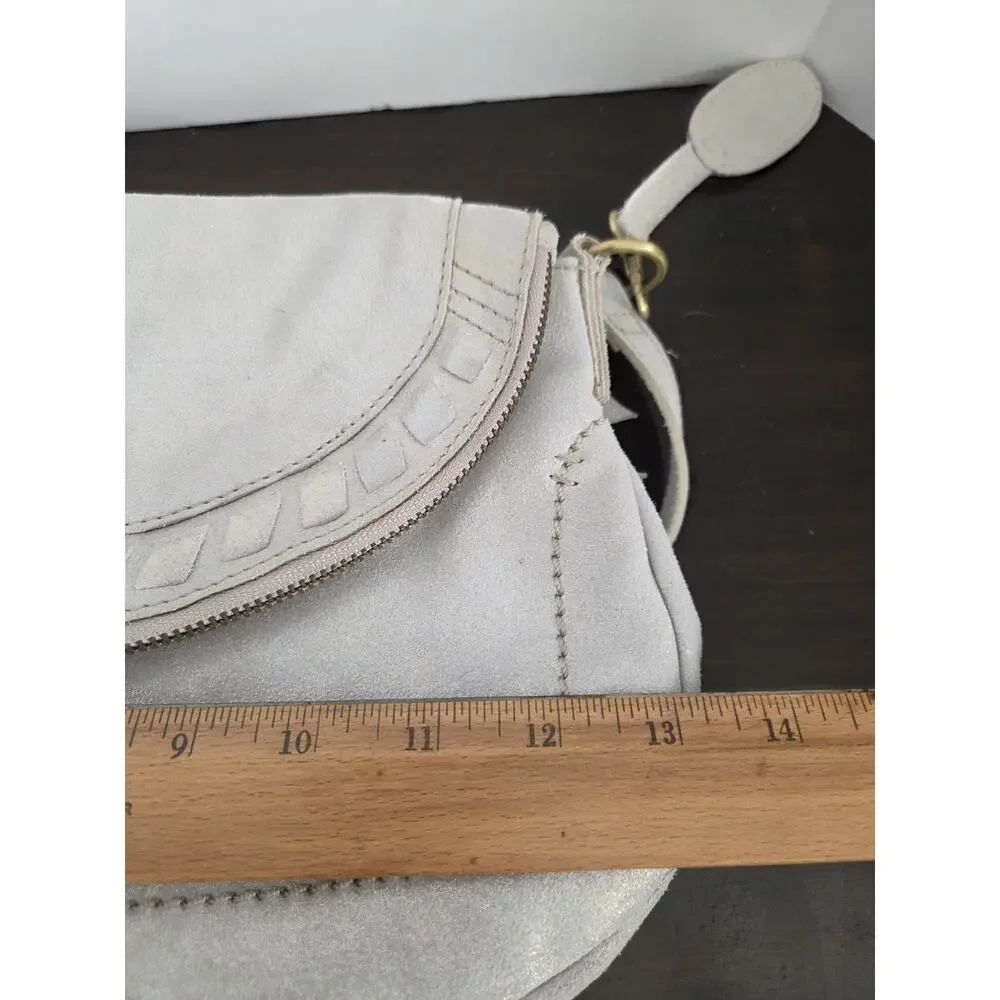 New Born Stonefield Leather Crossbody Bag Purse Winter White Gold Sheen